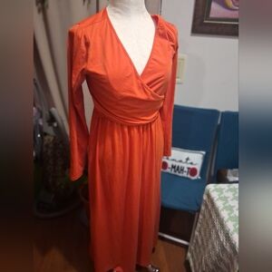 Nwt Vibrant Orange Long Sleeve Dress M